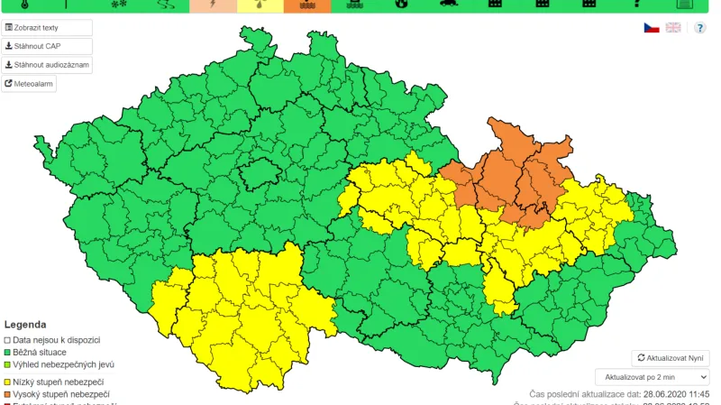 Výstraha ČHMÚ před povodněmi z brzkého nedělního odpoledne