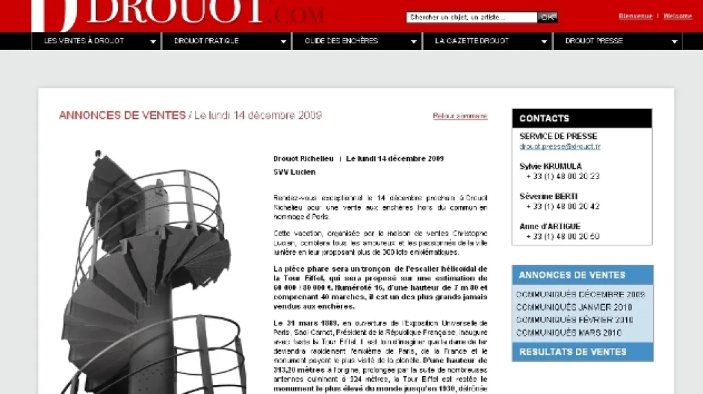 Aukční síň Drouot dražila originální schody z Eiffelovy věže