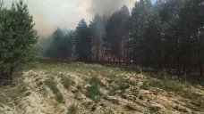 Požár lesa na Litoměřicku nedaleko muničního skladu