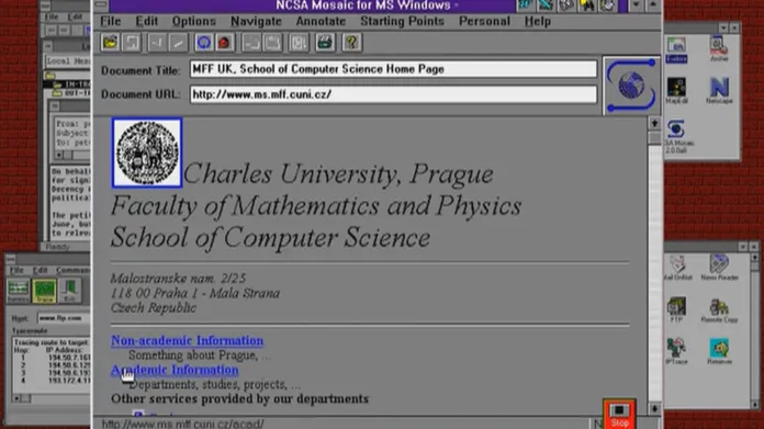 Stránky Matematicko-fyzikální fakulty Univerzity Karlovy v listopadu 1994