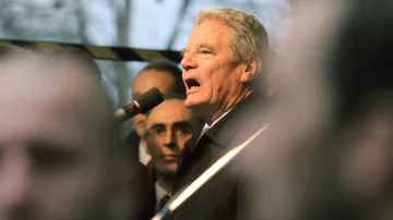 Joachim Gauck při projevu na Albertově