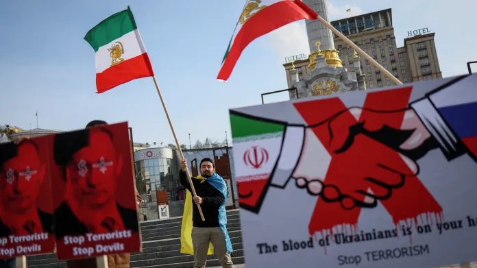 Protest v Kyjevě proti íránskému zapojení do války na Ukrajině