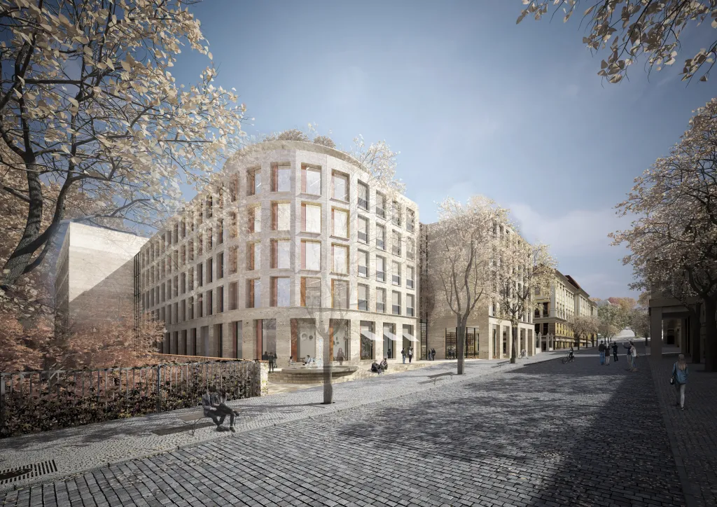 Projekt Kampusu Albertov podle návrhu ateliéru Znamení čtyř – architekti je ve fázi studie. Dokončení stavby se plánuje na rok 2022.
