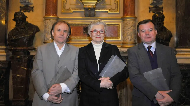 Cena Ferdinanda Peroutky 2011 / zleva: Jaroslav Spurný, Radka Kvačková a Jan Bednář
