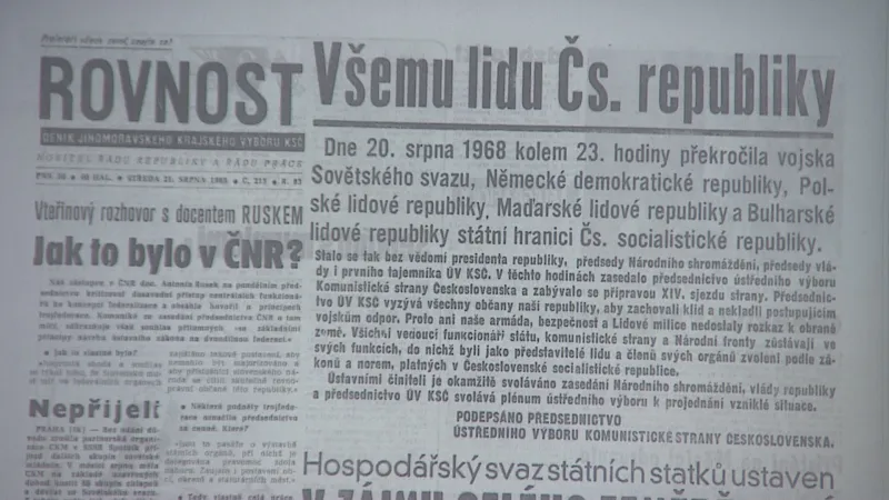 Druhé vydání Rovnosti 21. srpna 1968