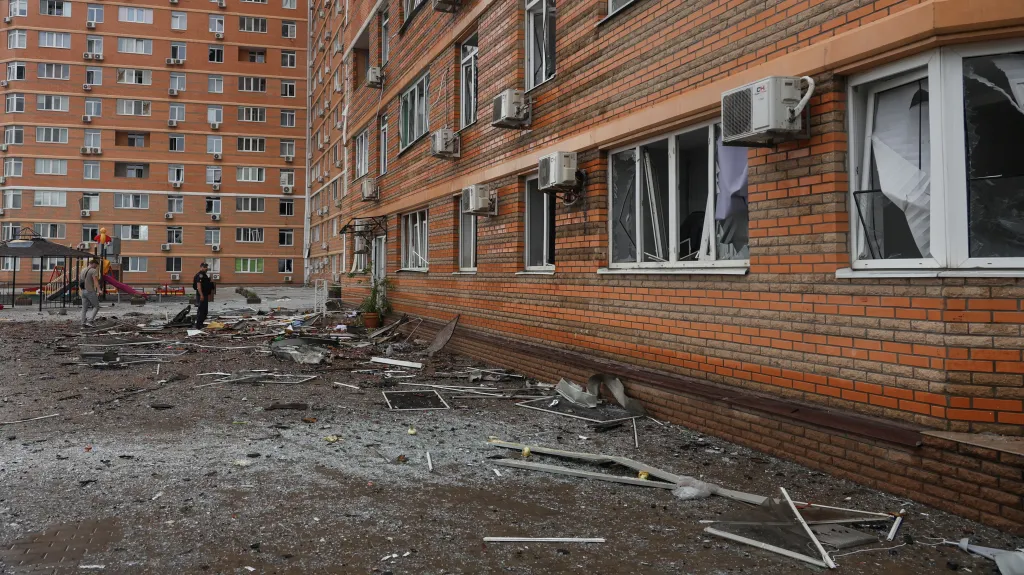 Byty v Oděse zasažené ruským dronem