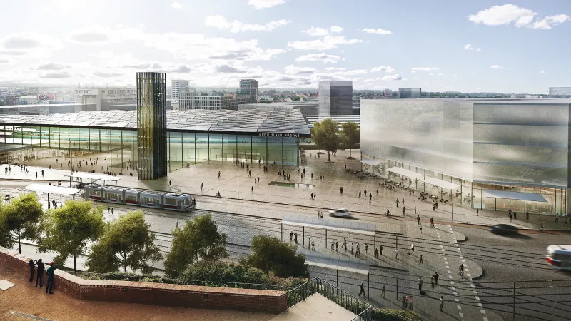 Vítězný soutěžní návrh ve variantě nádraží pod Petrovem od UNIT architekti, s. r. o.