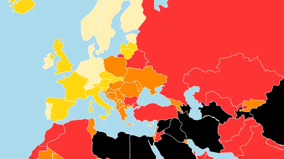Svoboda médií podle RSF. Čím tmavší, tím méně svobodná
