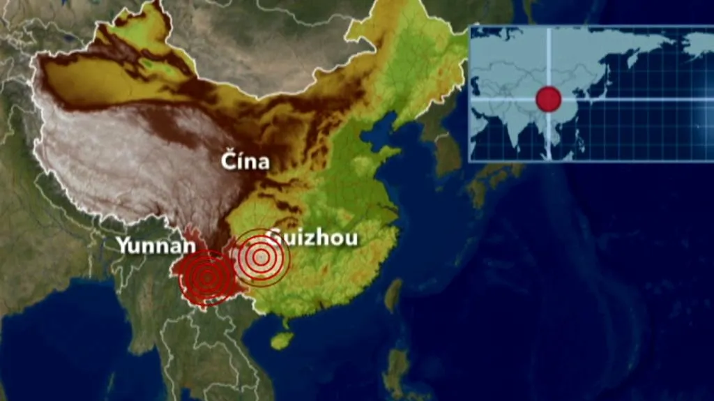 Čínskou provincii Jün-nan postihlo zemětřesení