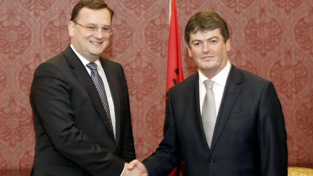 Petr Nečas s albánským prezidentem Bamirem Topim