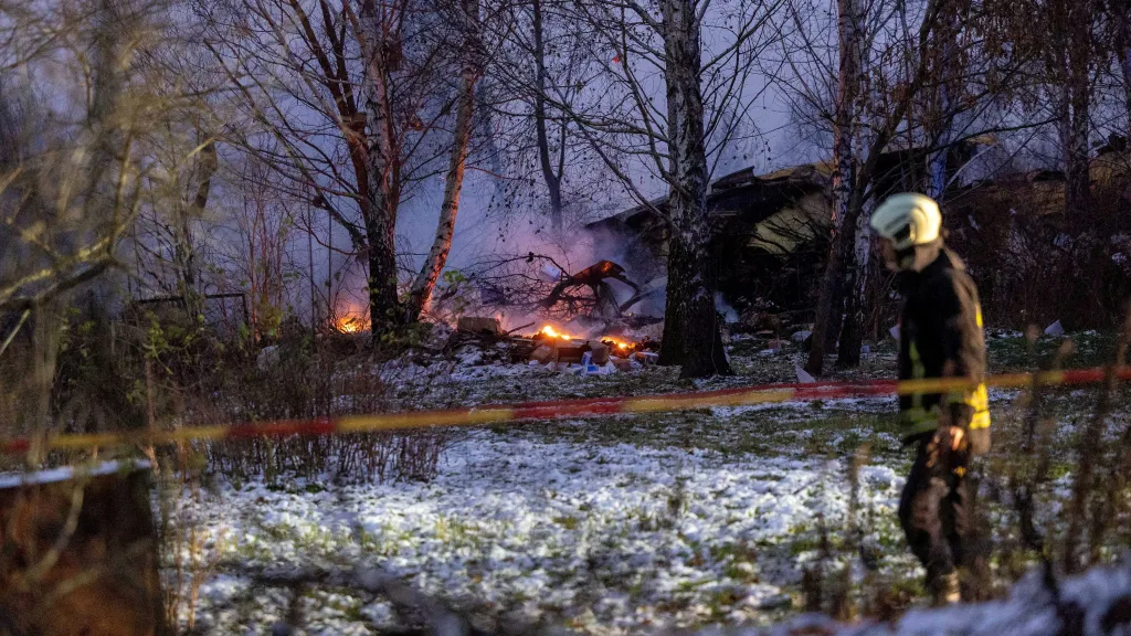 Místo havárie letadla u vilniuského letiště