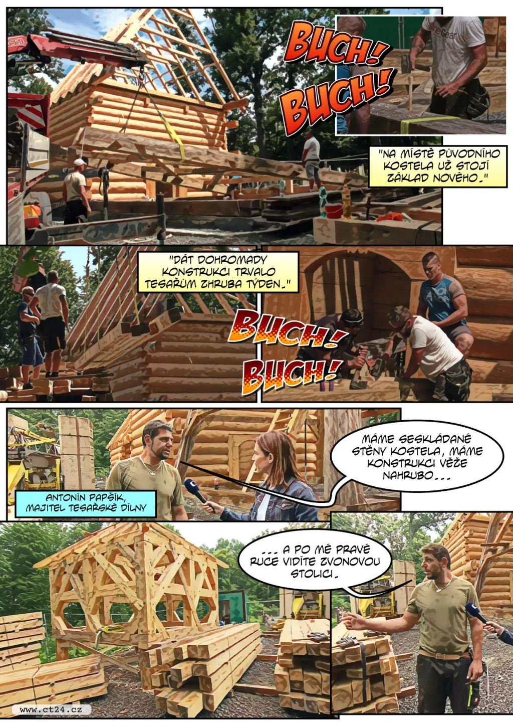 Na místě shořelého kostela v Gutech už roste replika. Hotová by měla být na jaře příštího roku