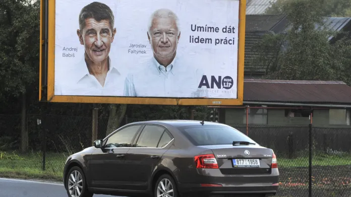 Volební billboard hnutí ANO v Ostravě