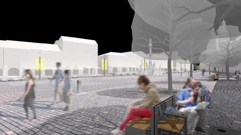Vizualizace - projekt revitalizace Velkého náměstí v Hradci Králové