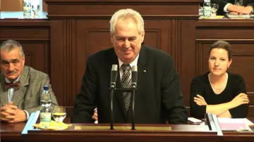 Prezident Miloš Zeman hovoří v parlamentu ČR
