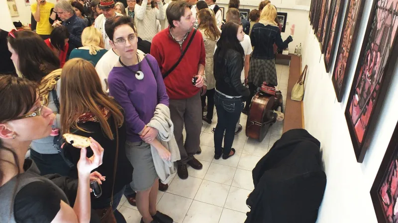 Z vernisáže výstavy obrazů "Zabijačka" v Boskovicích