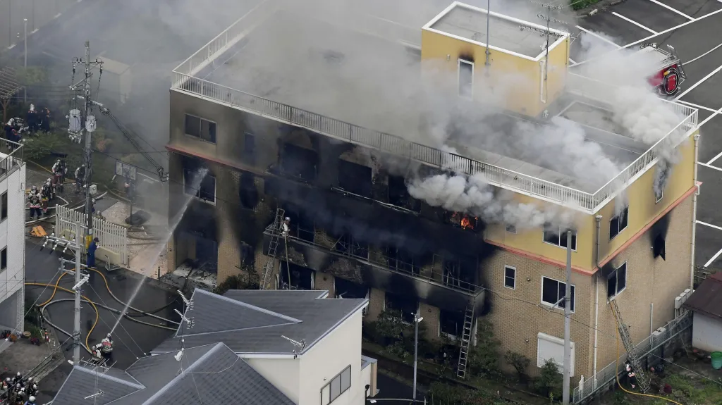 Požár v animátorském studiu v japonském Kjótu