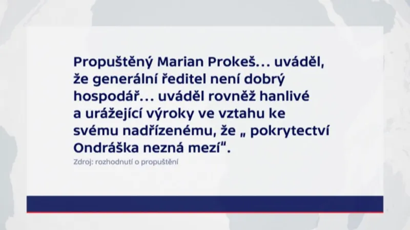 Zdůvodnění propuštění Mariana Prokeše