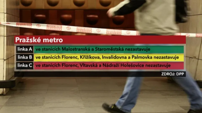 Provoz metra dne 7. 6. 2013