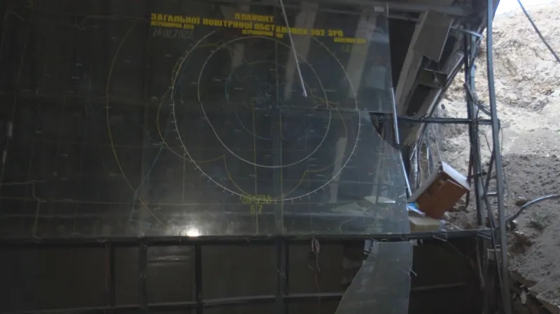 Zničené velitelství protiletecké obrany v Charkově