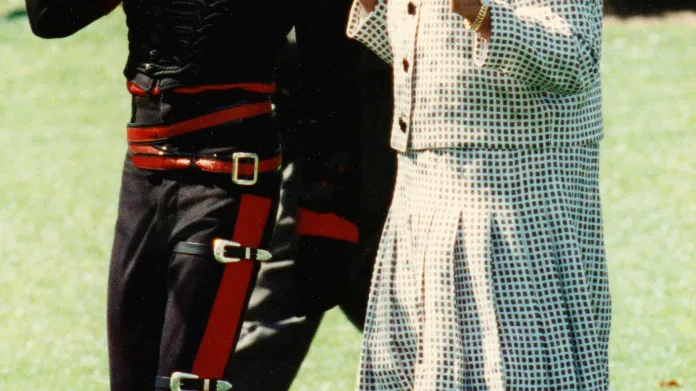 Barbara Bushová s Michaelem Jacksonem v zahradách Bílého domu