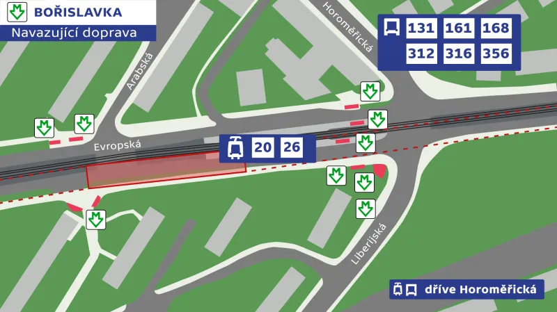 Bořislavka – navazující doprava