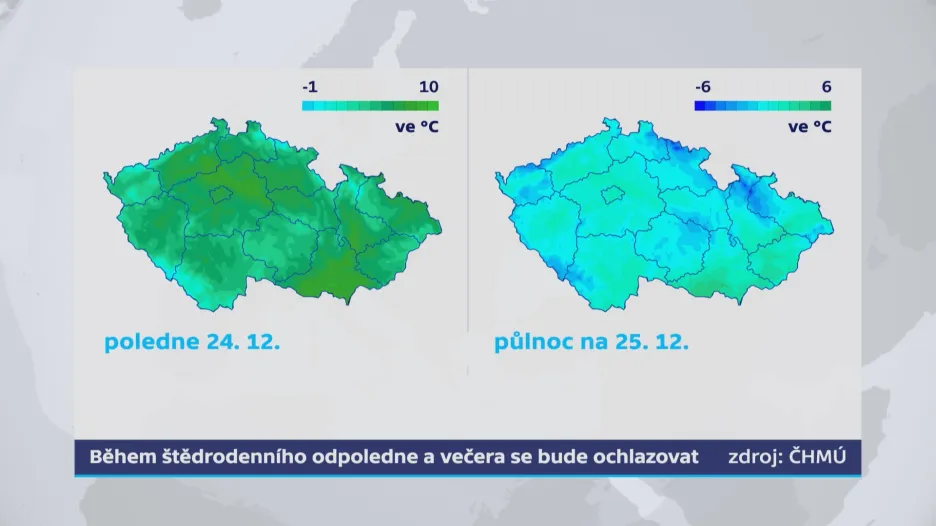 Během štědrodenního odpoledne a večera se bude ochlazovat