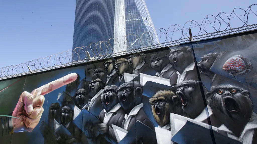 Graffiti u sídla ECB ve Frankfurtu