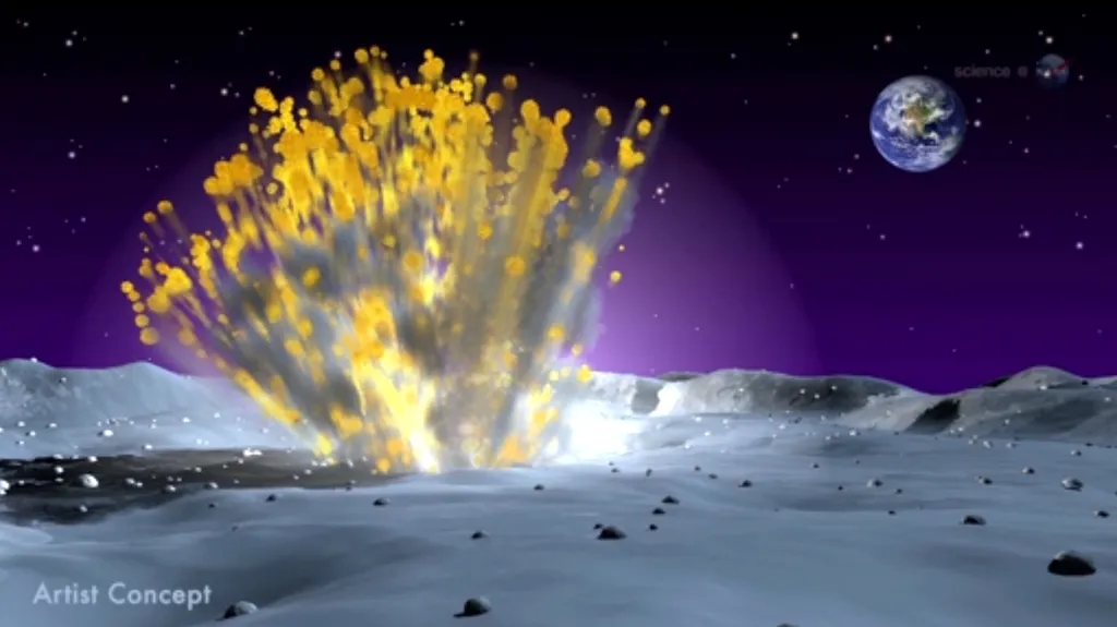 Ilustrace výbuchu na Měsíci