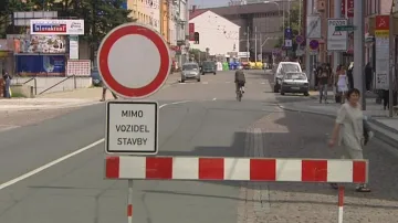 Uzavřená ulice v centru Hradce Králové